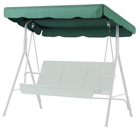 Flexzion Swing Canopy Cover (Green) 77x43 - Deluxe Polyester Top Replacement UV Block Sun Shade Waterproof Decor for Outdoor Garden Patio Yard Park Porch Seat Furniture