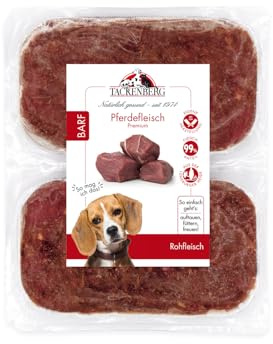 TACKENBERG Barf Pferdefleisch für Hunde 28 x 500 g (14 kg) - leckeres Frostfleisch als Hundefutter in Premiumqualität - geeignetes Gefrierfutter für deinen Vierbeiner - ohne Zusatzstoffe