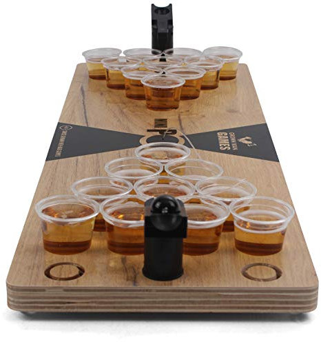 Grown Man Games Mini Beer Pong – Trinkspiel – Partyspiel – Bierspiel – Tischplatte Bierpong-Tisch – Mini Pong Mini-Spiel – Tisch-Bier-Pong-Set