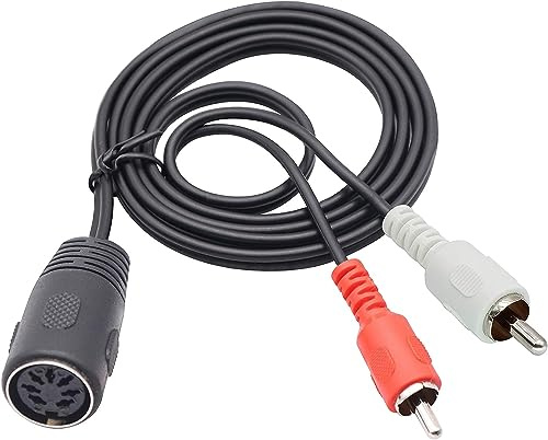 zdyCGTime Din 7 Pin to RCA Extension Cable,RCA to Din cable,MIDI 7 Pin 1 Female Plug to 2 RCA Male Audio Adapter Cable,Compatible with Quad Stereo Systems.(1M)