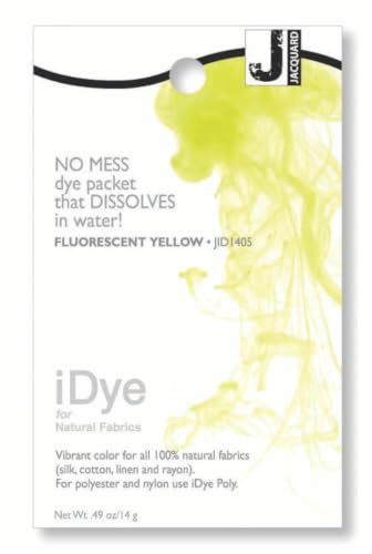 Jacquard iDye Fluoreszierendes Gelb Stoff Farbstoff für Textilien aus Naturfasern, 14g Keine Unordnung Packung