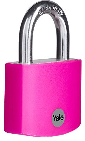 Yale Cadenas en Aluminium YE3B/50/126/1/P, 50 mm, Rose, Double Verrouillage, Anse Ouverte en Acier Trempé, 3 Clés Incluses, Idéal pour Sacs, Casiers et Utilisation Intérieure