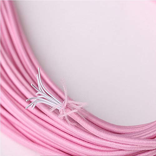 Egurs Cinta de goma redonda de color, cuerda elástica, 2 mm, 48 m / rollo, color rosa
