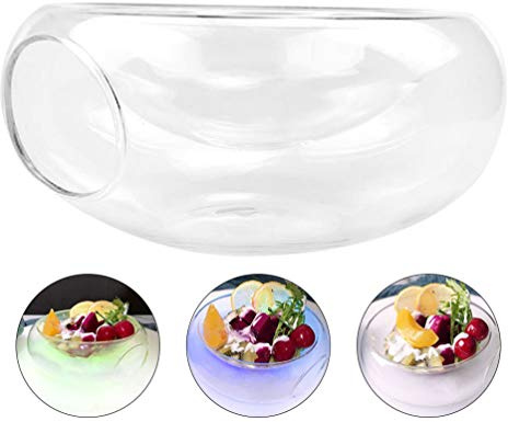 Yardwe Kreative Runde Transparente Glasschale Mit Trockeneisöffnung 8 Zoll Glas Dessertschale Für Hotel Party Servieren Und Dekorieren