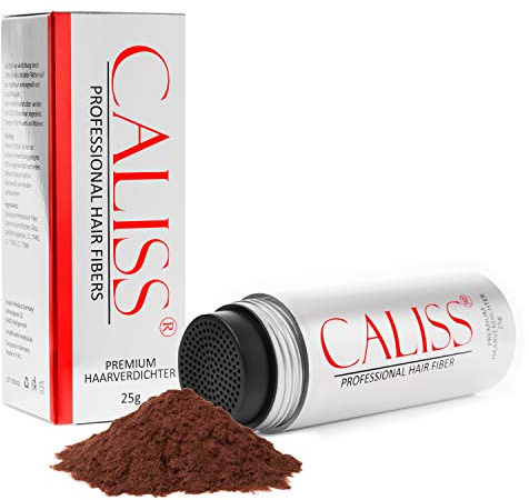 CALISS STREUHAAR 25 g – Schütthaar zur Haarverdichtung – Rötliches Braun | bei lichtem Haar & kahlen Stellen – Haarpuder Ansatz für natürliches Volumen & dichten Look
