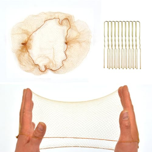 50 Stück Unsichtbare Haarnetze Unsichtbares Elastisches Rand Mesh Nylon Haar Netze Mit 40 U Haarnadeln Haarnetz Knotenringe für Ballett Tänze Haarstyling Haardonut (Hellbraun)