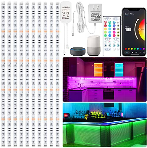 maylit 10 PCS 20In Smart RGB Under Cabinet Lights Kit, Work with Alexa and Google Assistant, App and Remote Control, Music Sync Color Changing, Timer, Dimmable, for Cabinet, Counter, Shelf, Bookcase