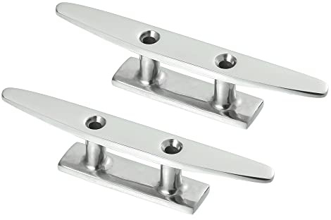 X AUTOHAUX 2pc 5inch Open Base Boat Cleats Dock Cleats Rope Cleat Universal | Stainless Steel, Marine Grade, for Boat Mooring or Boat/Deck/Nautical Decor, Universal, Long Lasting, Durable Material