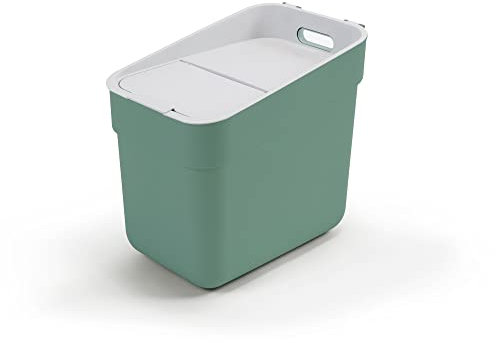 Curver Ready to Collect 100% Recycled 20L Kitchen Accessories Recycling Lift Top Bin Green with Light Grey Lid