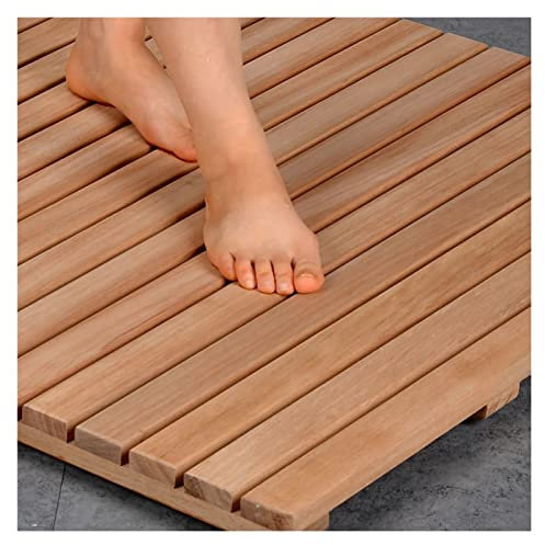 SRNSAEB Badematten Holz Duschbodenmatte, rutschfeste Badematte für Badezimmer/Sauna/Pool/Whirlpool/Wohnmobil/Outdoor, 40cm/50cm/60cm/70cm Breit (Size : 70x80x4.3cm(27.6x31.5x1.7in))