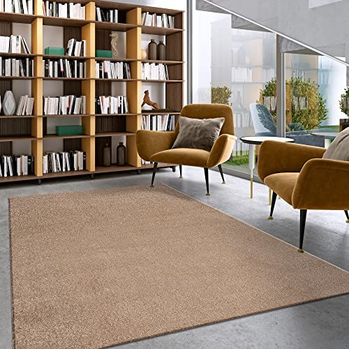 Impression Kurzflor-Wohnzimmerteppich - Schlichte Moderne Teppiche für Schlafzimmer, Büro, Flur, Küche, Kinderzimmer - Beige, 120 x 170 cm