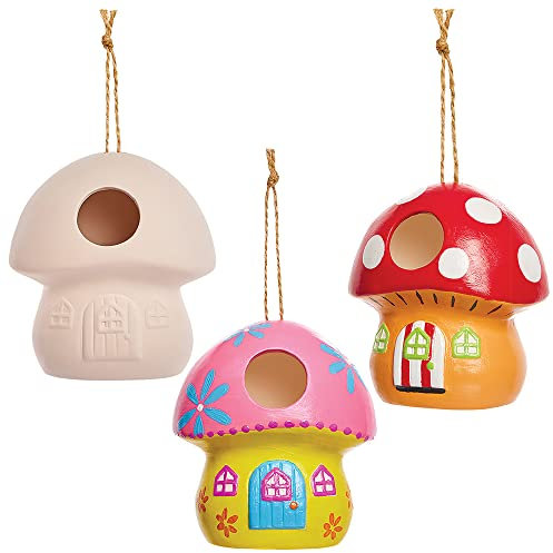 Baker Ross FX191 Feenhaus aus Keramik zum Bemalen - 2er Pack, Keramik Vogelhäuser für Kinder zum Dekorieren und Basteln