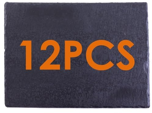 eGenuss 12 Assiettes à dessert en ardoise pour restaurants | Plateau de service professionnel en ardoise 30x20 cm