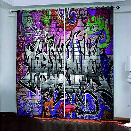 Gadulu 3D Vorhänge Rock'n'Roll-Idee Undurchsichtige Vorhänge Waschbar Langhaltig Hochwertig Verdunkelungsvorhang Wohnzimmer Schlafzimmer Küche Thermovorhang 182(B) X214(H) cm - Kinder Vorhänge
