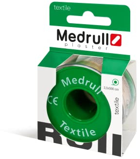 Medrull Fixeringsplåster TEXTIL 5 m x 2,5 cm – allergivänligt häftplåster med stark vidhäftningsförmåga i kartongen