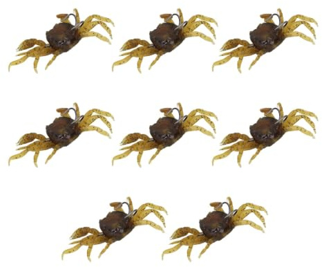 Appâts de Crabe Artificiels, 8 Pièces 13cm Leurres de Pêche en Silicone Souple Appâts de Crabe de Simulation Crochet en Métal pour Eau Salée Fraîche(Marron Jaunâtre)