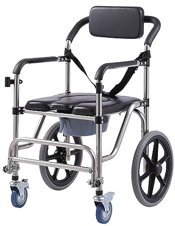 Ywanwj Fahrbarer Toilettenstuhl, Nachtstuhl Auf Rollen Professionelle Pflege Toilettenrollstuhl Dusch Toilettenstuhl Fahrbar Duschstuhl Mit Rollen Für Behinderte, Für Kranke ältere Behinderte