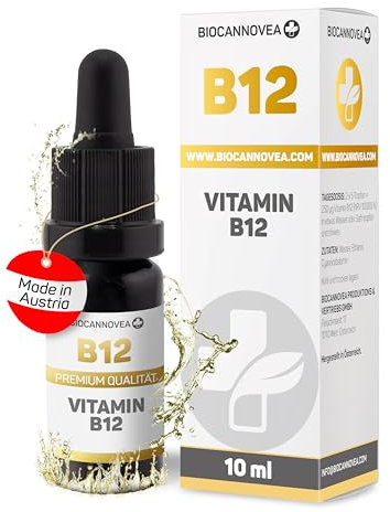 BIOCANNOVEA hochdosierte Vitamin B12 Tropfen 10ml - Wasserlöslich & Mizelliert | Höchste Reinheit, Bioverfügbarkeit | Unterstützt das Immunsystem & Nervensystem | ideal bei Vitamin B12 Mangel