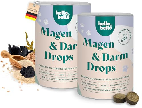 HELLOBELLO Kaltgepresste Magen-Darm Drops für Hunde 2x350 g Soft mit Bierhefe, 37% Lamm & Meeresalge - Gras und Kotfresser Drops Hund, Gegen Sodbrennen Hund, Magenschutz Hund, Magen Hund