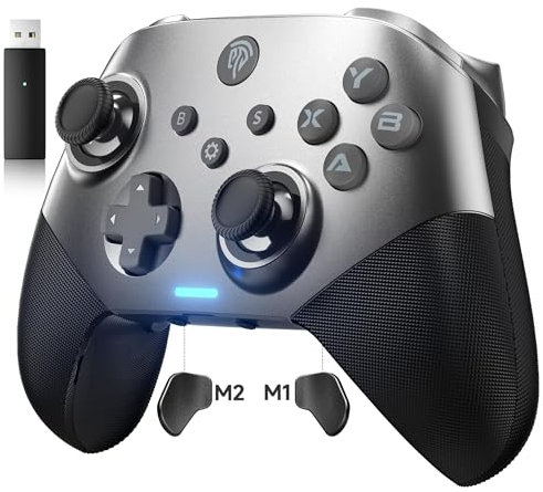 EasySMX X10 PC Controller mit Hall Triggers und Joysticks, Bluetooth Wireless Controller mit mechanischen Tasten, kein Drift&Dead Zones, Kompatibel mit PC/Switch/Steam-Grau