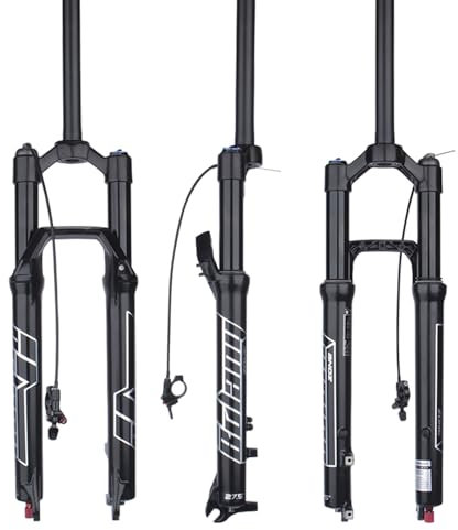 BOLANY Mountainbike-Luftgabel, 140 mm, Federgabel, 34 mm, Stützen, Vorderradgabel mit Dämpfungseinstellung, 28,6 mm gewindelose Lenkstange