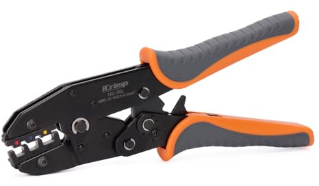 iCrimp IWS-30L Heat Shrink Ferrule Crimping Tool | Ratchet Wire Terminal Crimper for 0.5-6mm² Insulated Ferrules with Ergonomic Handle for Electrical Wiring