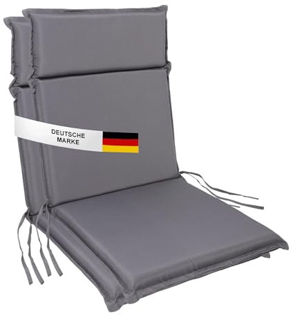 Albatros Gartenstuhl Sitzauflage 2er Set Gartenstuhlauflagen Sitzpolster Sitzkissen Outdoor Anthrazit 99x45cm, Hochlehner Auflage UV Beständig wasserabweisend geeignet für Klappstühle