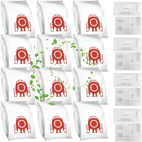 12 Pack GN Vacuum Dust Bags Replacements Compatiable for Miele Hoover Bags Classic C1, Complete C2 C3, S227 S240, S270, S400, S400i, S600, S2, S5, S8 Series Vacuum Cleaner w/8 Air Filter