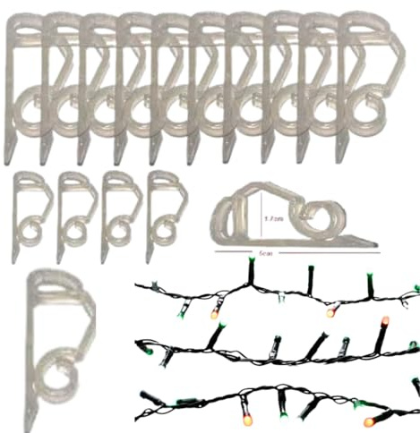 SOTL® 50 Clear Gutter Hooks for Hanging Outdoor Christmas Lights, Xmas String Lights & Rope Lights, Durable Gutter Clips for Holiday Decoration