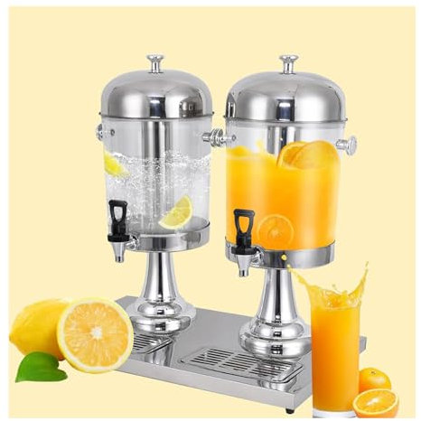 JTWWDM Saftspender, Getränkespender für Partys, Edelstahl Kaltwasser Saftspender Mit Zapfhahn Eisbehälter, Heißgetränkeautomat für Buffet Catering,4.2 Gallon