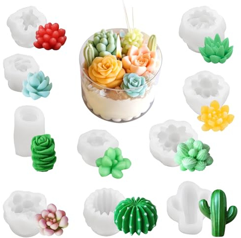 10 Pièces Moule Silicone Bougie Cactus