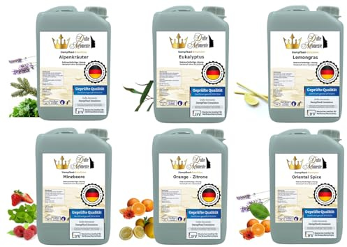 Dufte Momente | Dampfbad Emulsion 6 x 3 Liter | freie Wahl aus 28 Düften | mit naturreinen und natürlichen ätherischen Ölen | gebrauchsfertig | vegan und ohne Tierversuche
