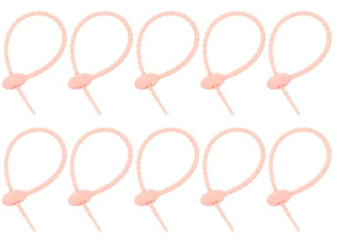 sourcing map 20Pcs 7 Silicone Cable Ties, Reusable Zip Ties Strips Twist Tie, Cable Cord Wraps Management Organizer for Home Office Kitchen Food Bag, Light Pink
