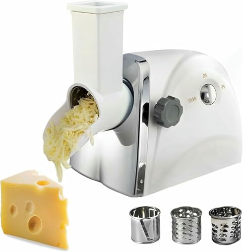 BTOIASYHF Electric Rotary Cheeser, 300 W Crusher di Formaggio Commerciale con 3 Lame in Acciaio Inossidabile, Grano Rapido da 500 G/min, Adatto per Patate, Verdure E Formaggio