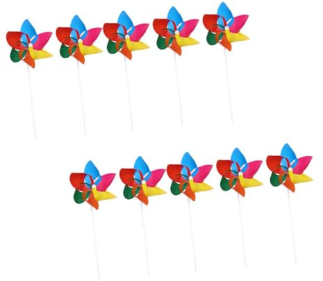 ibasenice Moulin à Vent Arc-en-Ciel en Plastique Hexagonal pour Garçon Et Filles, 16 Cm, 25 Pièces, Décoration Créative De Jardin, Jouet D'extérieur pour Activités en Plein Air