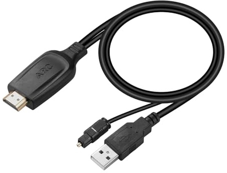 UNSTINCER Câble convertisseur HDMI ARC vers optique 115 cm/45 pouces, 192 kHz 24 bits convertisseur d'extracteur audio avec USB Powered, prend en charge Dolby DTS 5.1 PCM 2.0 - Adaptateur TV vers