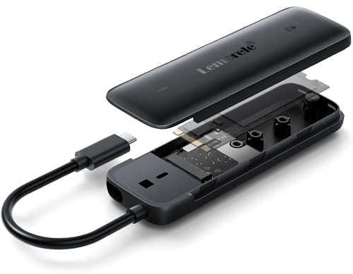 Lemorele M.2 NVMe SSD-Gehäuse, 10 Gbit/s USB-C 3.2 Gen 2 M.2 NVMe PCIe externes Gehäuseadapter, werkzeuglos, für M-Key- und B&M-Key-Solid-State-Laufwerke 2230/2242/2260/2280, Realtek RTL9210-Chipsatz