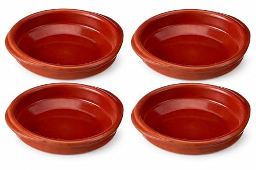 Valdearcos Set of 4 x 14cm Spanish Terracotta Tapas Dishes/Cazuelas