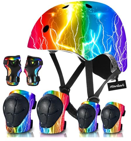 Regulierbarer Fahrradhelm Kinder mit Kniepolster,Ellenbogenpolstern,Handgelenksschutz – Kinderhelm für 3-5-8-14 Jahre –Ideal für Skaten,Fahrradfahren,Radfahren,Skateboarden –Für Jungen & Mädchen
