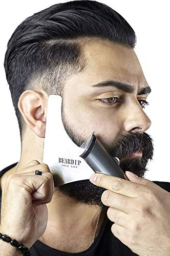 BEARD UP YOUR LIFE Premium-Edelstahl-Schablone für Bart-Styling, Rasiervorlage für Ihre tägliche Pflege, einfache Formen, Trimmen und Stylen, perfekte Bartlinie, saubere Konturen