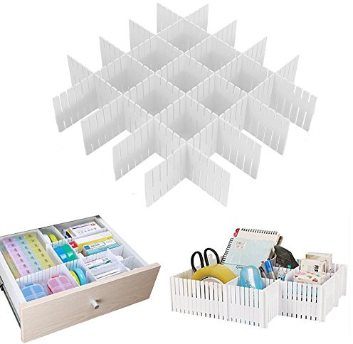 Onerbuy 8pcs regolabile griglia cassetto divisori DIY contenitore di plastica separatore ordinato organizzatore contenitore per biancheria intima calze cintura forniture per ufficio