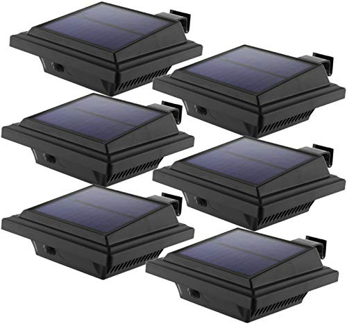 LED Solar Dachrinnenleuchte , KEENZO Solarlampen für Außen, 25LEDs Solarlicht, Auto ON/OFF, Schwarz,Warmes Weiß Licht (6er set)