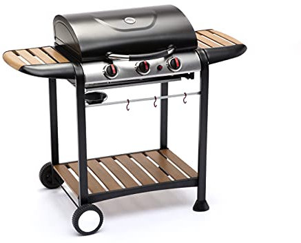 senza marca Barbecue a Gas 3 fuochi con Ripiani in Legno ASADO 3F