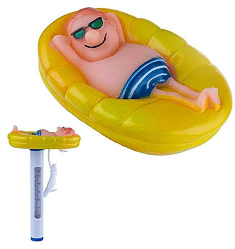 N/O Thermomètre de piscine flottant avec corde - Incassable - Pour piscines extérieures et intérieures, spas, jacuzzis, aquariums et étangs à poissons - Pour homme