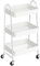 SONGMICS Carrello Scorrevole a 3 Livelli, Portaoggetti di Metallo, Trolley da Cucina con 2 Freni e Manici, Carrello Mobile, Montaggio Facile, per Utensili Camera da Letto Lavanderia, Bianco BSC068W01