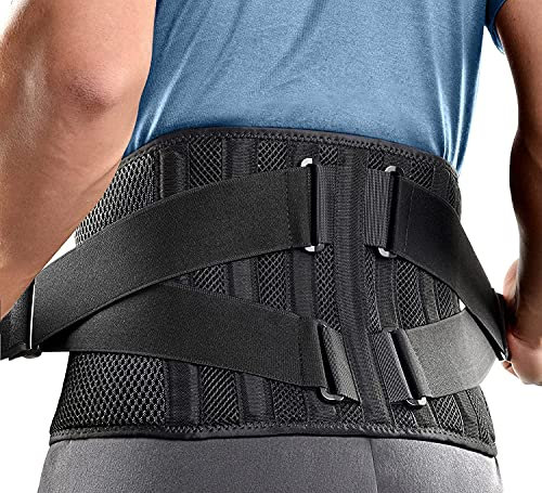 FREETOO Air Mesh Back Support Belt for Men Women Lower Back Pain Relief with 7 Stays, Adjustable Back Brace Support for Work, Anti-skid Lumbar Support Belt for Sciatica Scoliosis