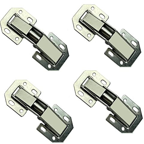 BluVast Scharniere Schranktür, 4 Stück, Aufschraubscharnier Softclose, 90 Grad, Silber, Stahl, Nickel, Funktional, Minimalistisch, 4.33 x 1.75 cm, 8 Löcher