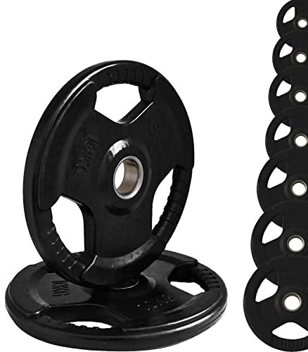 Olympion Gummierte Hantelscheiben aus Gusseisen, Loch, Ø50 mm, für Fitnessstudio und Home Gym von 1,25 bis 25 kg, für Hanteln und Langhanteln (2 x 10 kg)