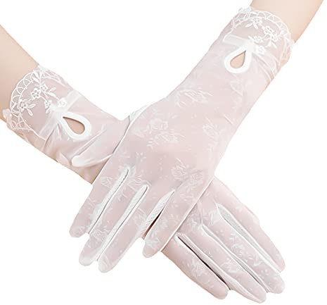 XINCHI Handschuhe Damen Spitze Fingerhandschuhe UV Schutz Handschuhe Sommer Sommerhandschuhe Mesh Fahrradhandschuhe Sonnenschutz Laufhandschuhe rutschfest Reithandschuhe