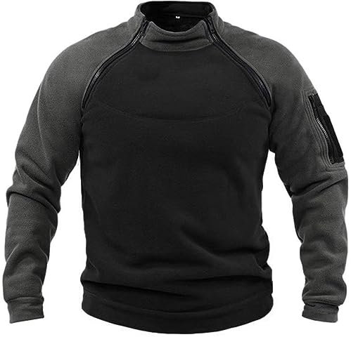 Fleecepullover Herren Militär Outdoor Fleecejacke Warme Tactical Combat Fleece Pullover Taktische Jacke Fleece Jacket Winterpullover Sport Jumper Tops Army Winddichte Pullover Grau M